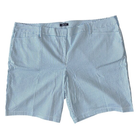 Lands'‎ End Women's Plus Size 26W Bermuda Shorts Blue White Stripe Mid Rise - Picture 1 of 8